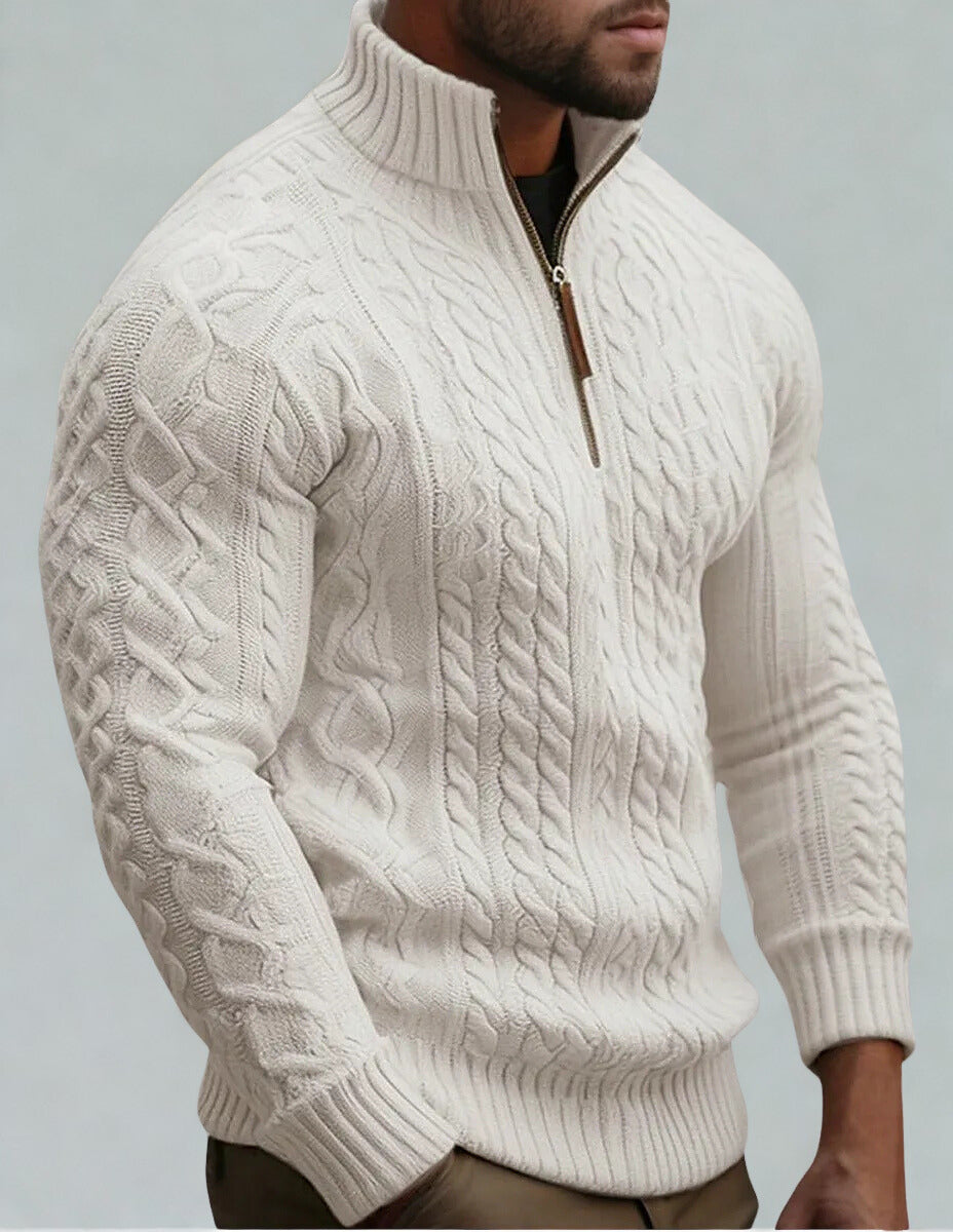 Jason – Quarter-Zip Cable Knitted Jumper for Men