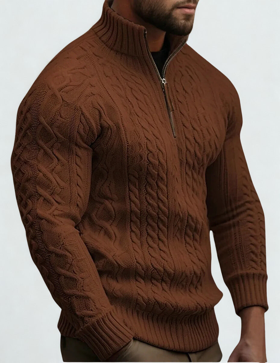 Jason – Quarter-Zip Cable Knitted Jumper for Men