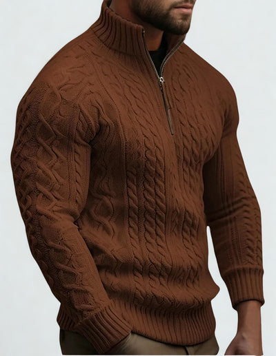 Jason – Quarter-Zip Cable Knitted Jumper for Men