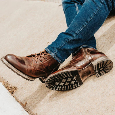 Rugged Lace-Up Ankle Boots with Side Zipper