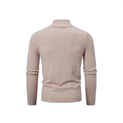 Old Money Men’s Full-Zip Beige Sweater