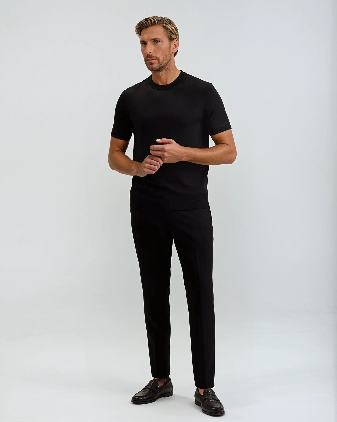 Schwarzes Baumwoll T-Shirt Herren