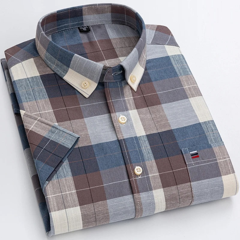 Office Checkered Shirt Men