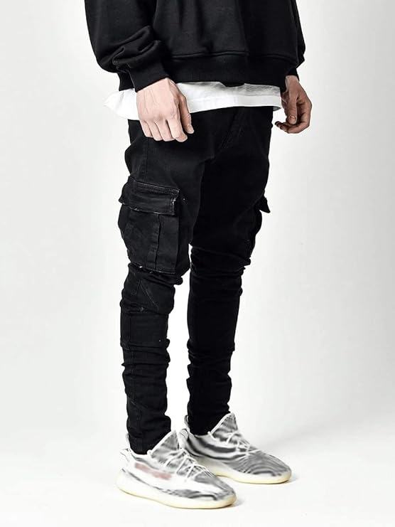 Slim Fit Denim Cargo Pants Men