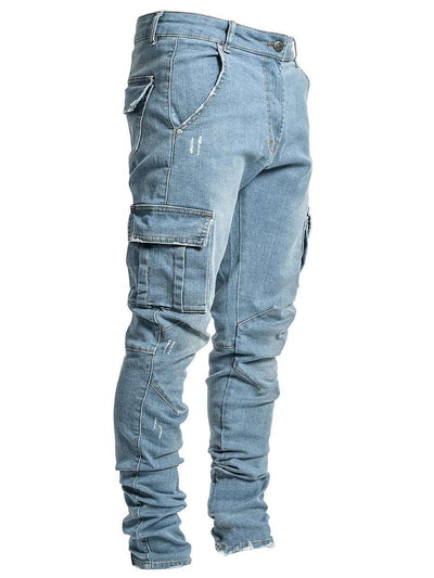 Slim Fit Denim Cargo Pants Men
