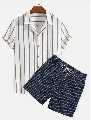 Isaac - Striped Summer Linen Set for Men