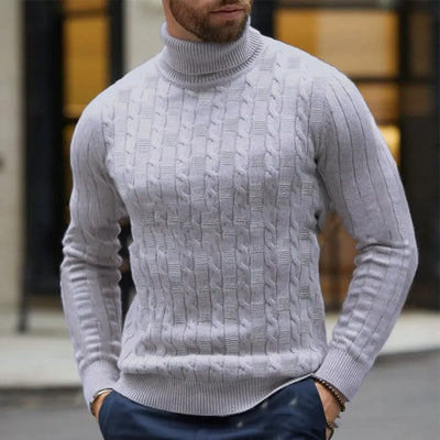 Markus  – Turtleneck Cable Knit Jumper with Fleece Lining Men