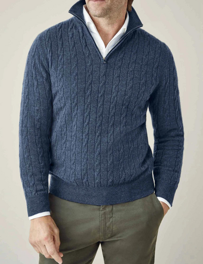 Grant – Quarter-Zip Cable Knit Jumper for Men