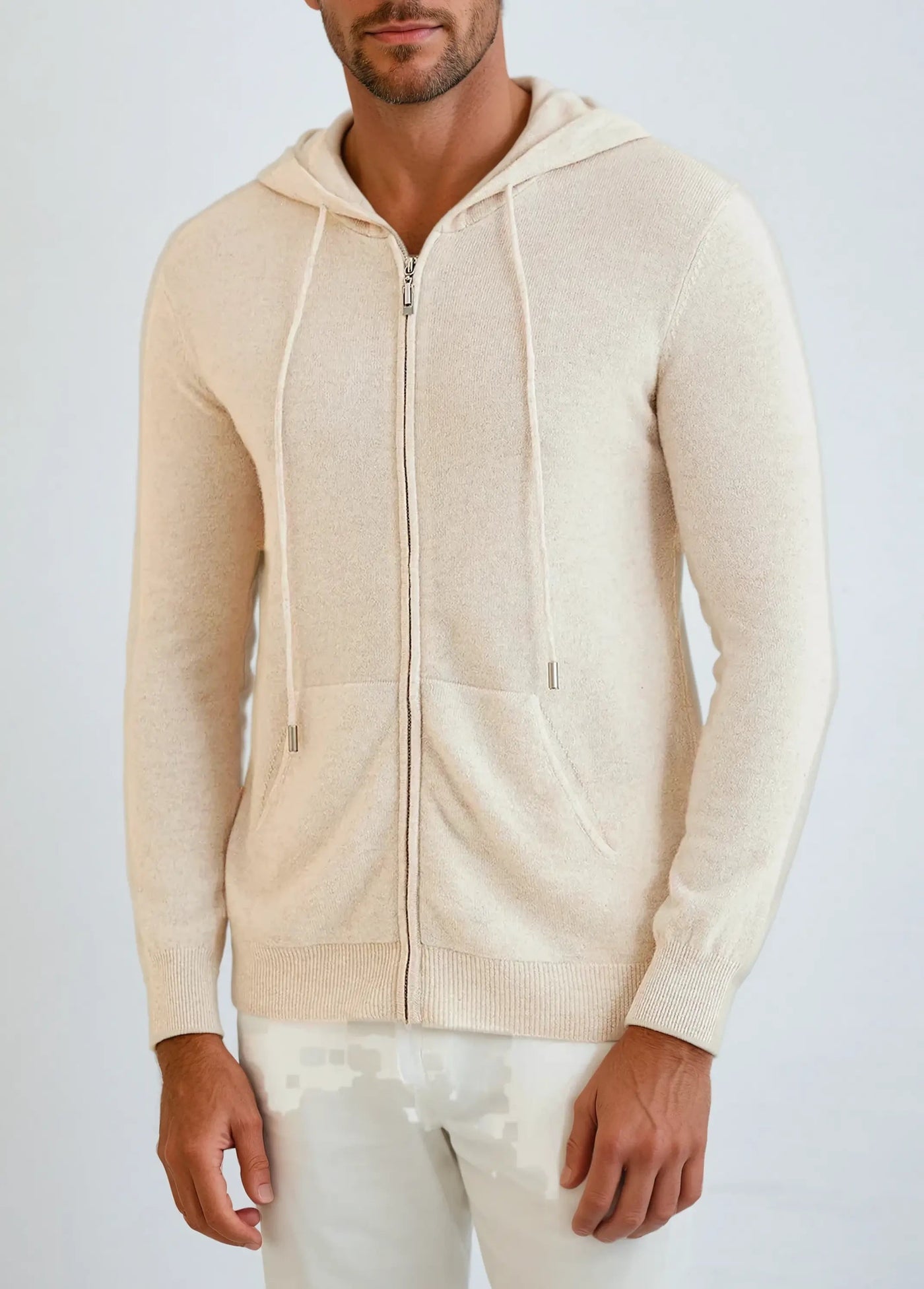 Sylvester - Elegant Beige Full Zip Jumper