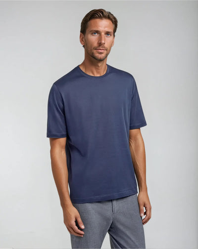 Blaues Baumwoll T-Shirt Herren