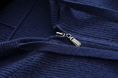 Silas - Blue Full-Zip Hoodie Winter Jacket