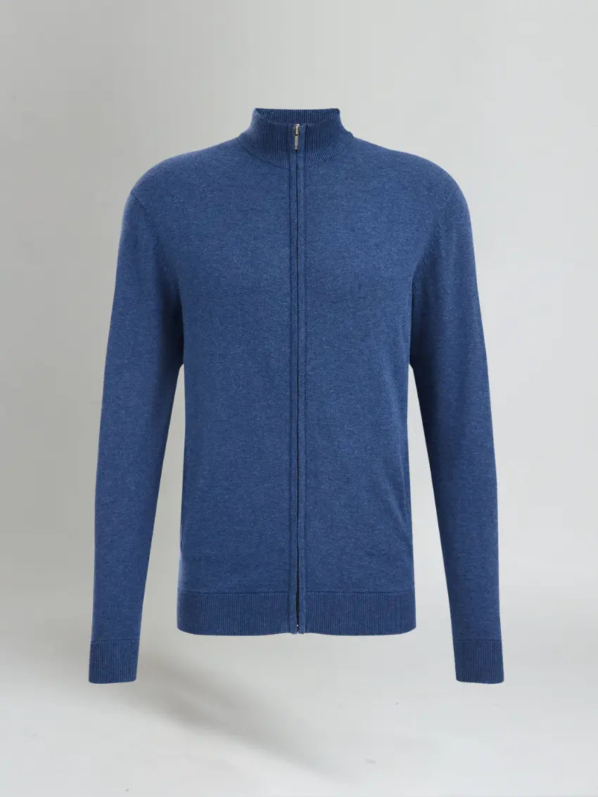 Ali - Classic Blue Zip-Up Sweater