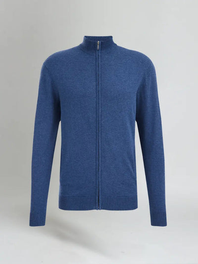 Ali - Classic Blue Zip-Up Sweater