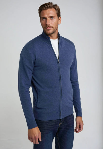 Ali - Classic Blue Zip-Up Sweater