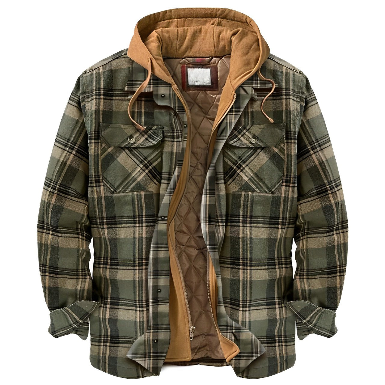 Checkered Fleece Jacket Men - Hooded & Insulated