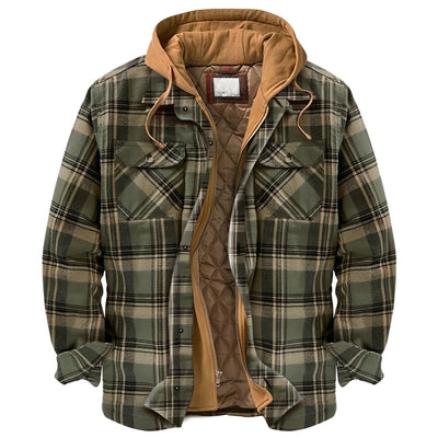 Checkered Fleece Jacket Men - Hooded & Insulated