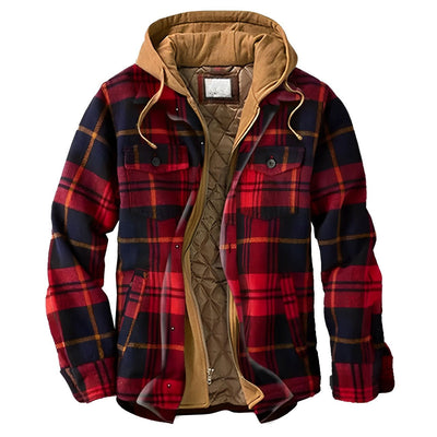Checkered Fleece Jacket Men - Hooded & Insulated