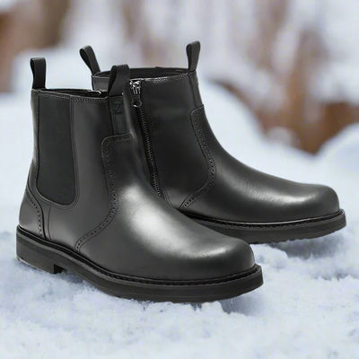 Zippered PU Leather Winter Chelsea Boots Men