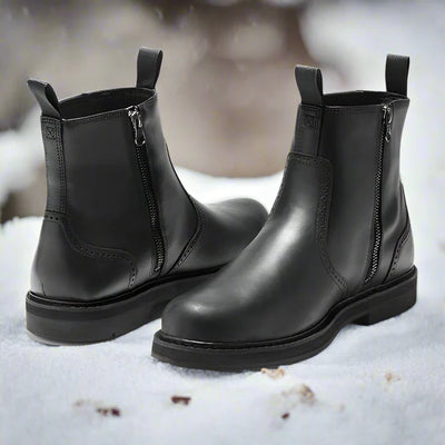 Zippered PU Leather Winter Chelsea Boots Men