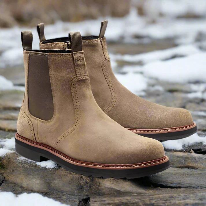 Zippered PU Leather Winter Chelsea Boots Men