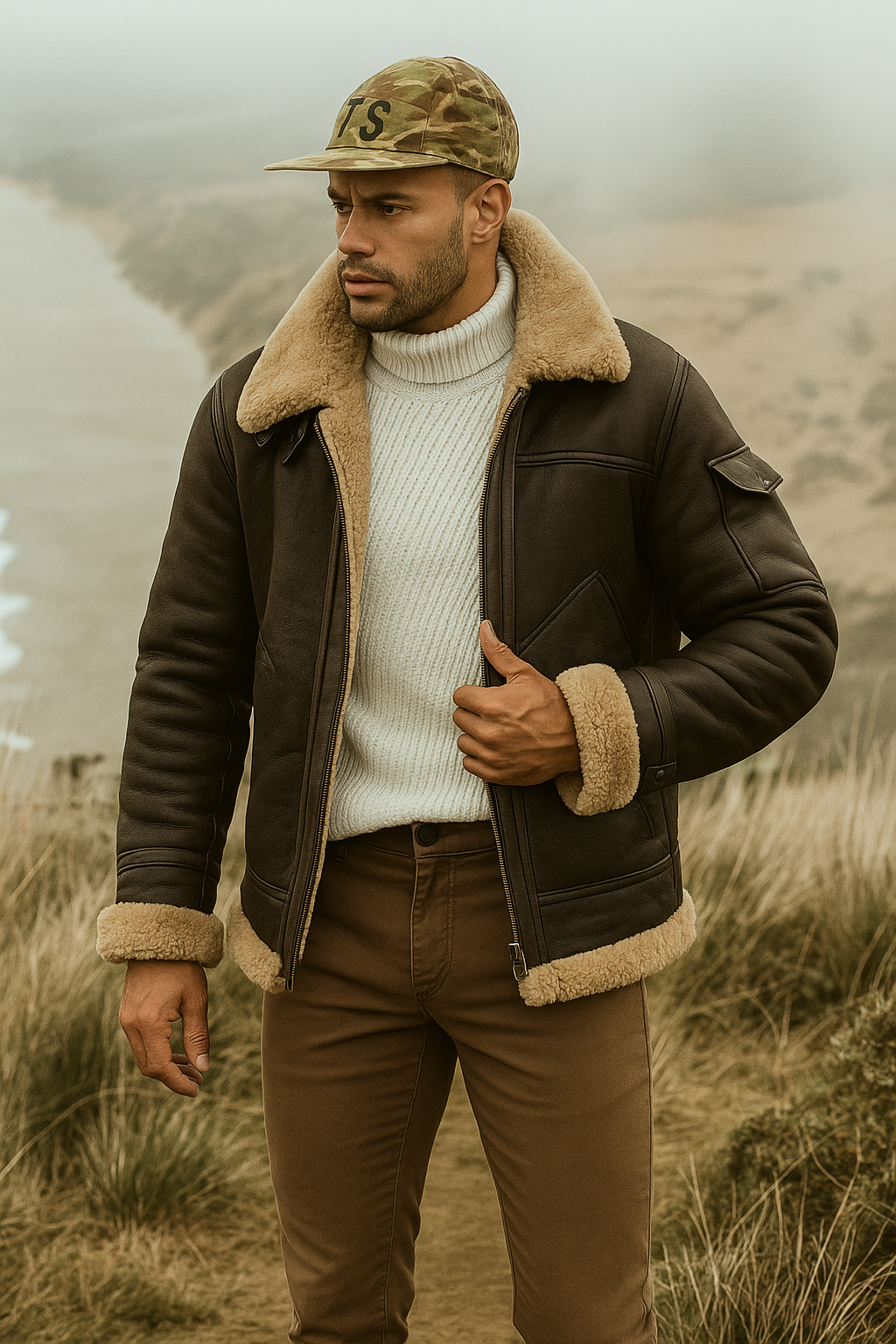 Classic Aviator Jacket Men - Sheep Lined Collar
