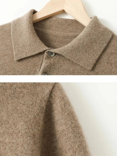 Duncan - Light Brown Long Sleeve Polo