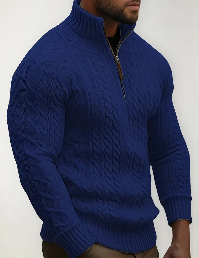 Jason – Quarter-Zip Cable Knitted Jumper for Men