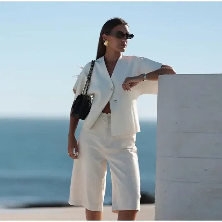 Davinci™ vielseitige Zwei-Knopf-Bluse für Damen, die einen Relaxed Fit und modernen Stil für den täglichen Gebrauch bietet.