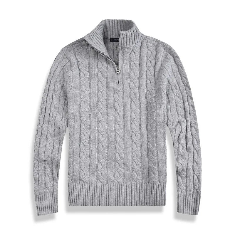 Cotton Half-Zip Winter Sweater Men
