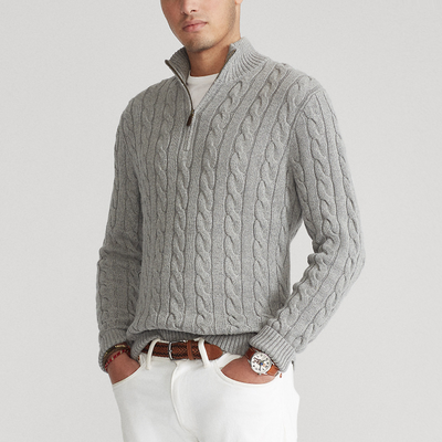 Cotton Half-Zip Winter Sweater Men