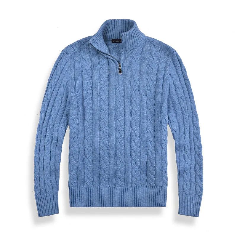 Cotton Half-Zip Winter Sweater Men