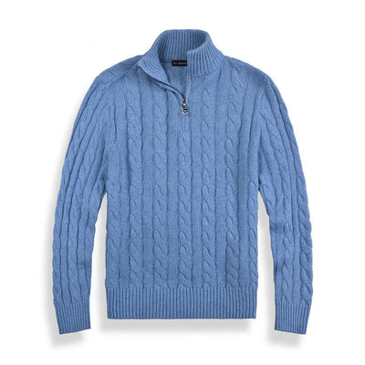 Cotton Half-Zip Winter Sweater Men