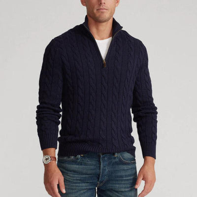 Cotton Half-Zip Winter Sweater Men