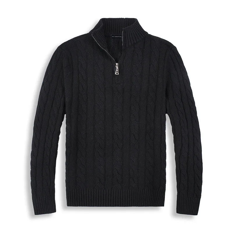 Cotton Half-Zip Winter Sweater Men