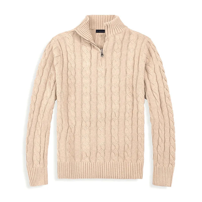 Cotton Half-Zip Winter Sweater Men