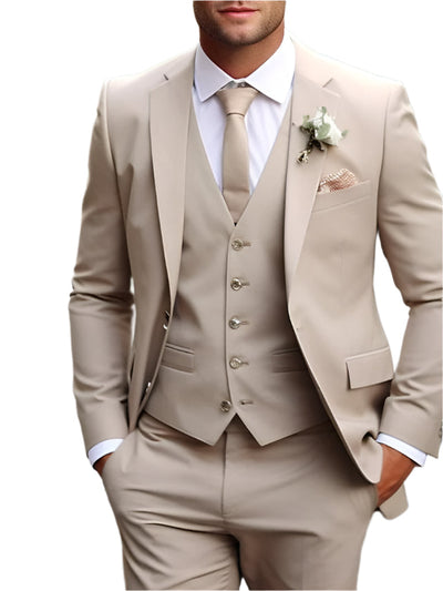 Khaki Slim Fit Wedding Suit Men