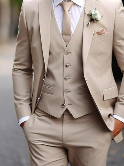 Khaki Slim Fit Wedding Suit Men