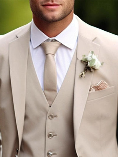 Khaki Slim Fit Wedding Suit Men