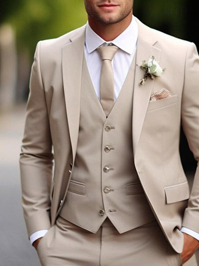 Khaki Slim Fit Wedding Suit Men