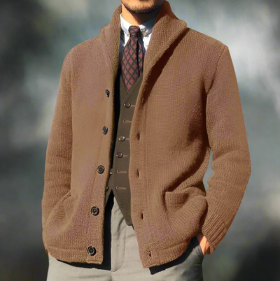 Rowan | Knitted Buttoned Men's Cardigan