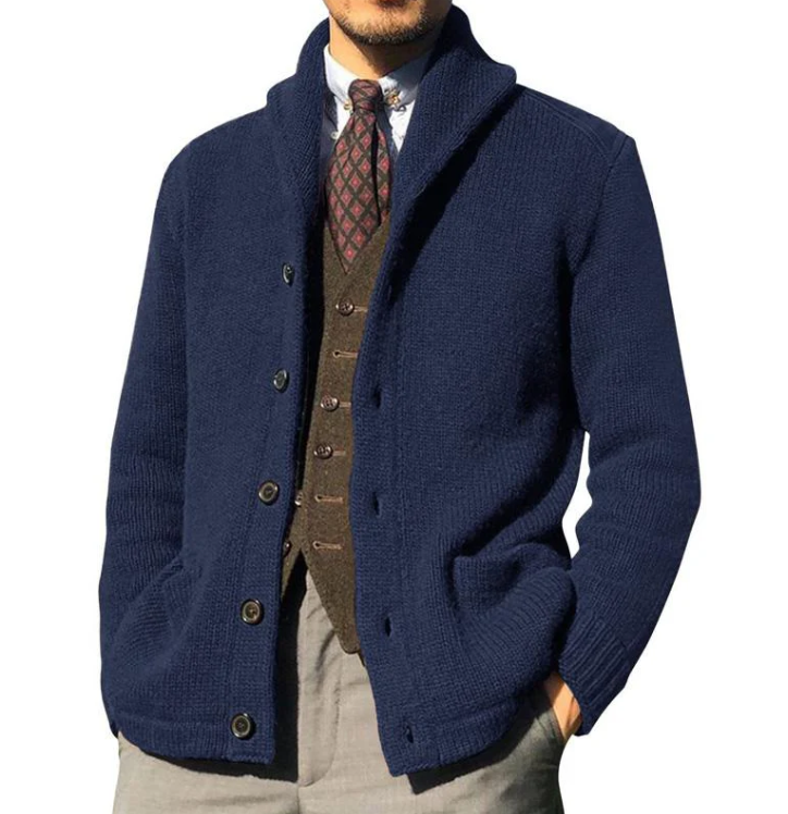 Rowan | Knitted Buttoned Men's Cardigan