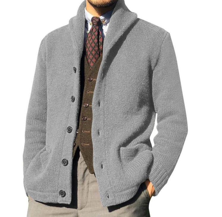 Rowan | Knitted Buttoned Men's Cardigan