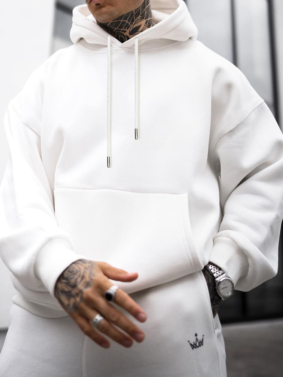 Elegant Knitted Hoodie White