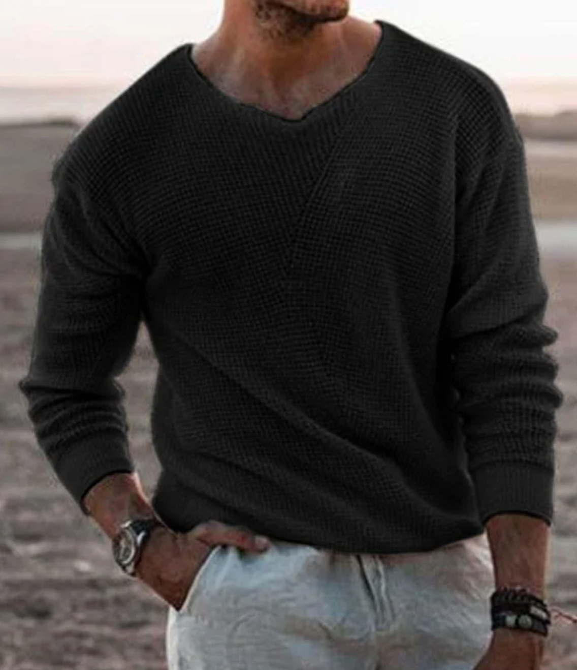 Elegant Knitted V-Neck Jumper