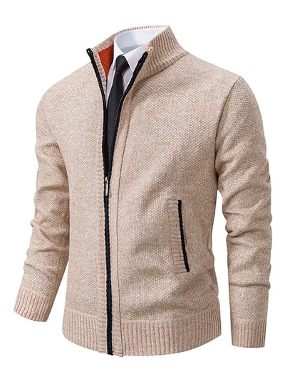 Knitted Zip-Up Cardigan Men