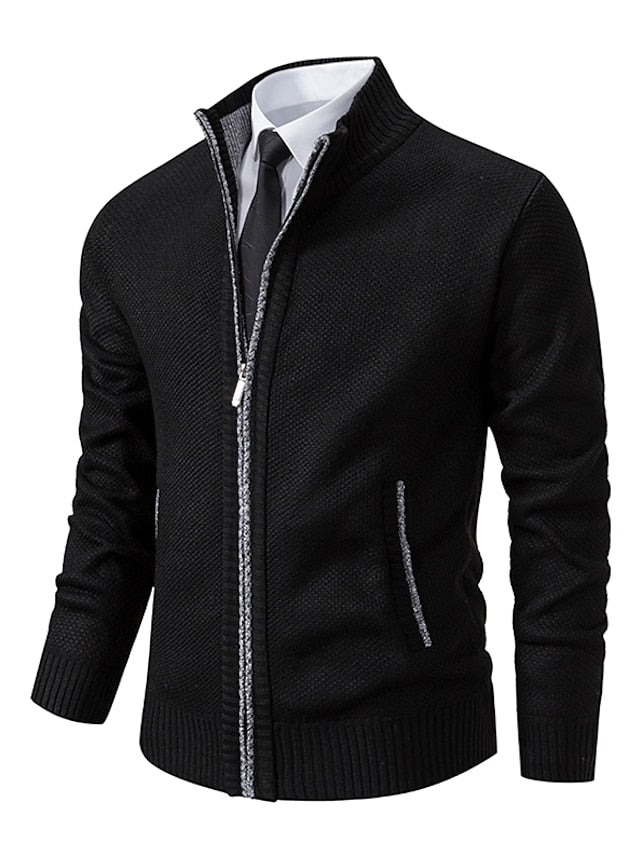 Knitted Zip-Up Cardigan Men