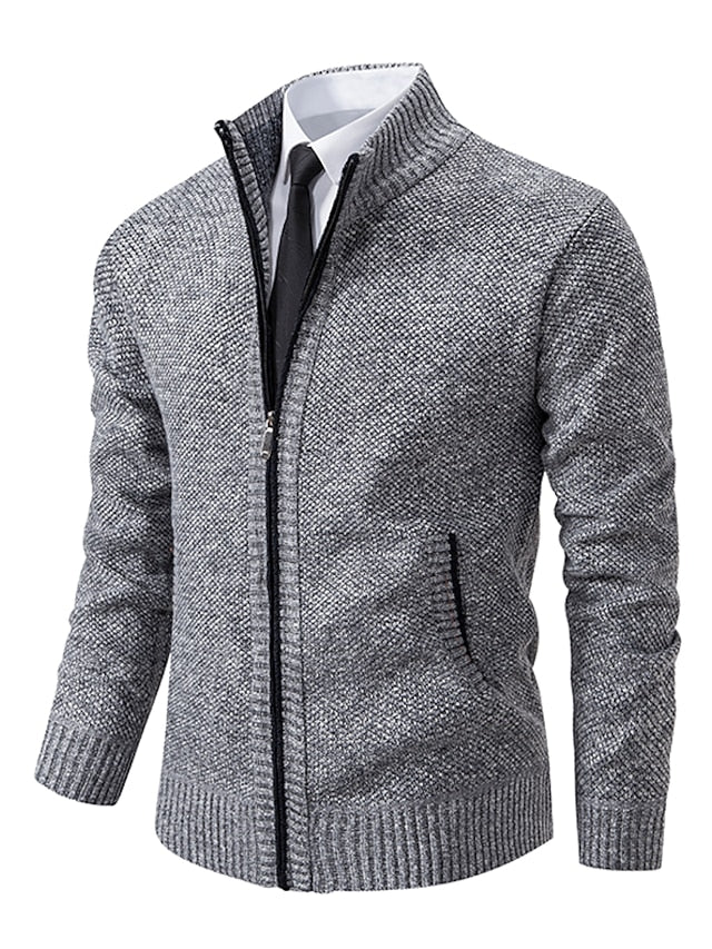 Knitted Zip-Up Cardigan Men