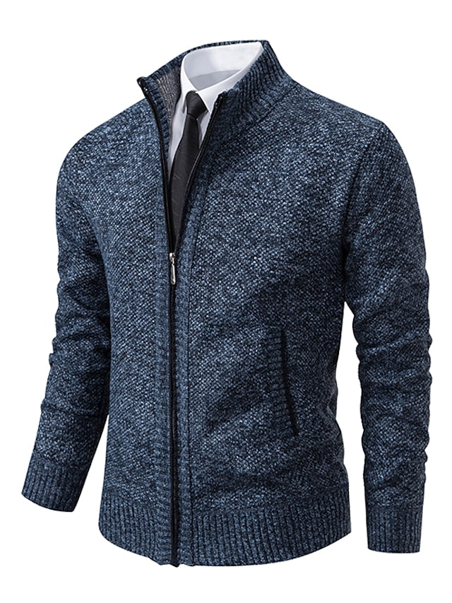Knitted Zip-Up Cardigan Men