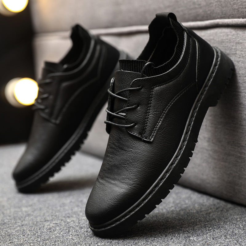Elegant PU - Leather Lace-Up Sneakers Men