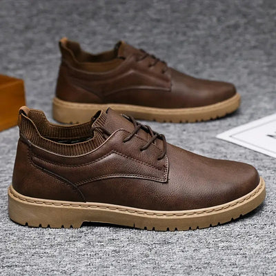 Elegant PU - Leather Lace-Up Sneakers Men